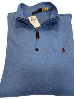Polo Ralph Lauren Men’s 1/4 Zip Pullover Sweater Light Blue Sz XXL NWT